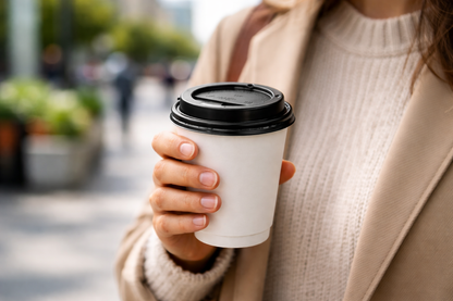 Kaffeedeckel 80 mm & 90 mm – Schwarz oder Weiß – Passend für To-Go Becher