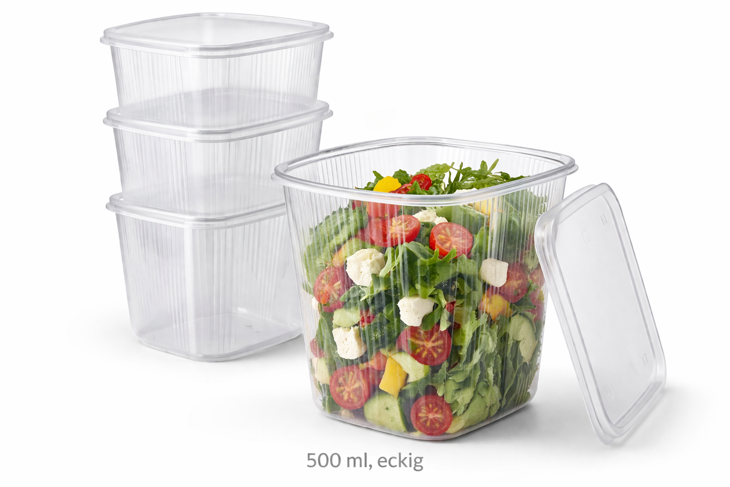 Feinkostbecher mit Deckel 250ml & 500ml Rund Eckig Transparent Vorratsbecher